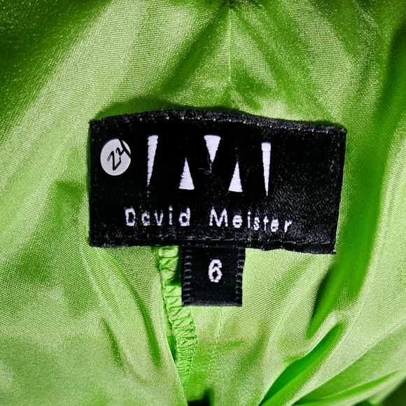 David Meister Lime Green 100% Silk Dress - Picture 4 of 5